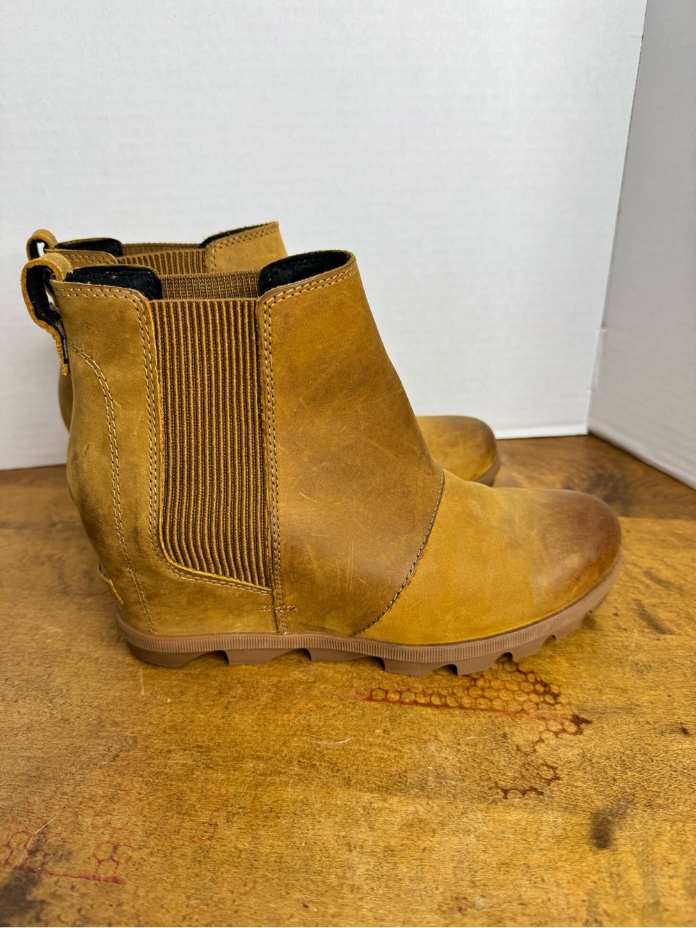 Sorel Tan Wedge Heel Booties - Picture 2 of 8